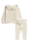 Nordstrom Babies' Collared Sweater & Leggings Set In Beige Oatmeal Light Heather