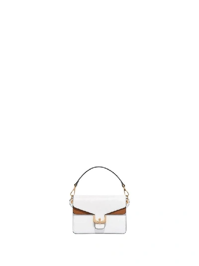 Coccinelle Ambrine Mini Brown And Withe Bag In Bianco-cuoio