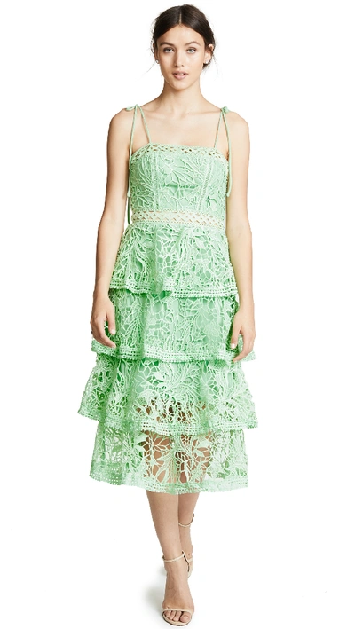 Glamorous True Decadence Dress With Tiered Lace In Bright Mint