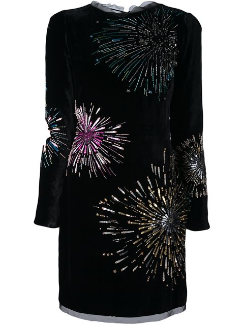 Roberto Cavalli Silk Dress With Bead Embellishment In Black | ModeSens