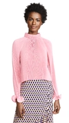 Tibi Pleated Cropped Top In Pink