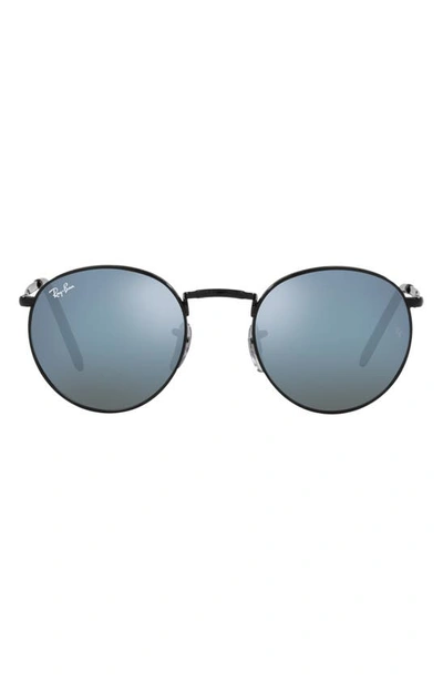 Ray Ban New Round Mirrored 50mm Phantos Sunglasses In Black