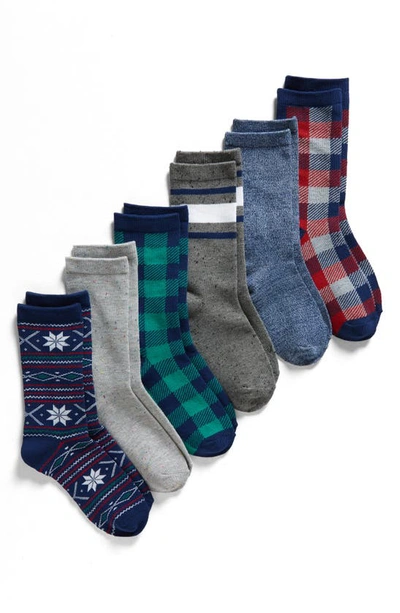 Nordstrom Kids' Assorted 6-pack Crew Socks In Fairisle Check Pack