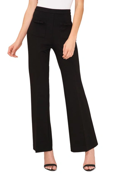 Cece Bow Detail Slim Flare Pants In Rich Black