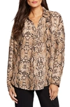 Nydj Becky Recycled Polyester Georgette Blouse In Victorian Python Pink Taupe