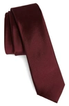 Nordstrom Kids' Ugo Solid Satin Tie In Burgundy Ugo Satin