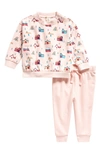 Tucker + Tate Babies' Print Fleece Sweatshirt & Joggers Set In Pink English Cozy Cabins