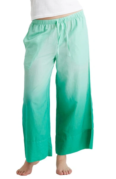 Papinelle Ombré Wide Leg Cotton Pajama Pants In Spearmint