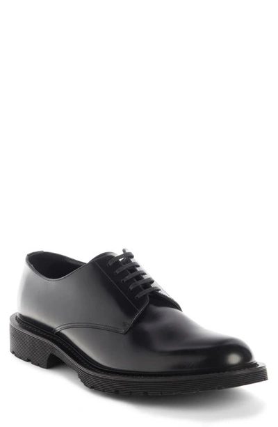 Saint Laurent Vaughn Plain Toe Derby In Nero