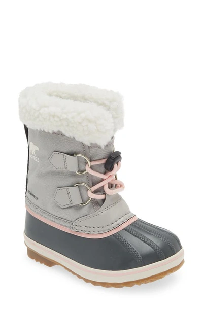 Sorel Kids' Yoot Pac Waterproof Snow Boot In Dove/gum 2