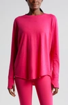 Zella Relaxed Long Sleeve Slub Jersey T-shirt In Pink Bright