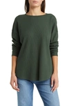 Treasure & Bond Oversize Organic Cotton Blend Thermal Knit Top In Green Wood