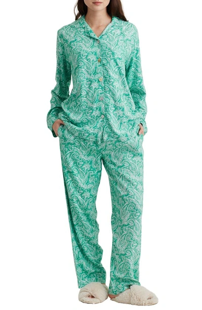 Papinelle Sophia Paisley Print Brushed Jersey Pajamas In Spearmint