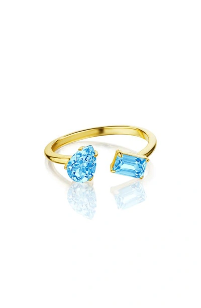 House Of Frosted Elana 14k Gold Plated Blue Topaz Two-stone Ring