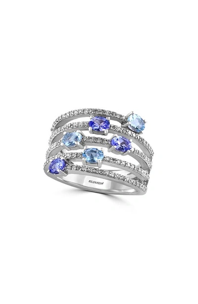 Effy 14k White Gold Aquamarine, Tanzanite & Diamond Ring In Blue