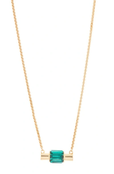 Vince Camuto Crystal Bar Pendant Necklace In Gold/ Green