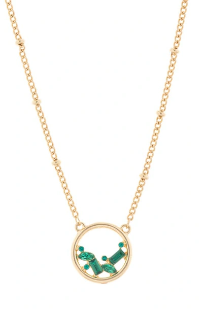 Vince Camuto Crystal Circle Pendant Necklace In Gold/ Green