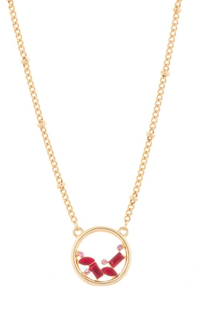 Vince Camuto Crystal Circle Pendant Necklace In Gold/ Red
