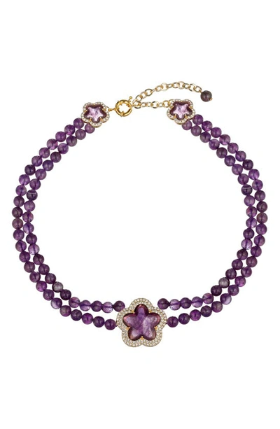 Eye Candy Los Angeles Elizabeth Amethyst Bead Necklace In Purple