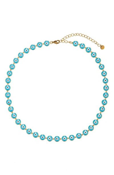 Eye Candy Los Angeles Evil Eye Necklace In Blue