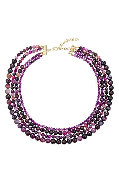 Eye Candy Los Angeles Amethyst Beaded Multi Layered Necklace In Purple
