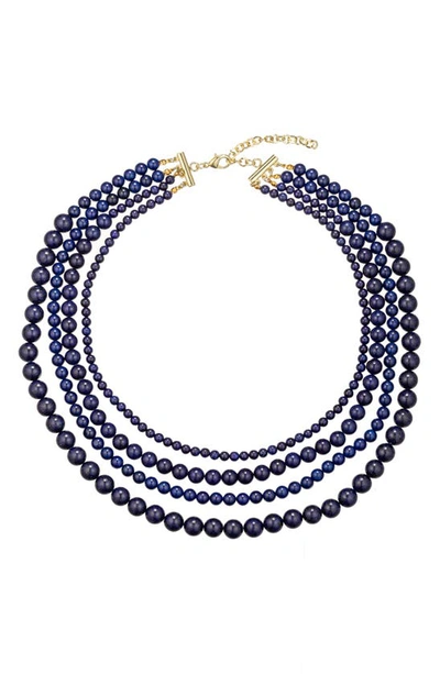 Eye Candy Los Angeles Amethyst Beaded Multi Layered Necklace In Blue