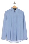 Tom Baine Performance Mini Plaid Button-down Dress Shirt In Blue
