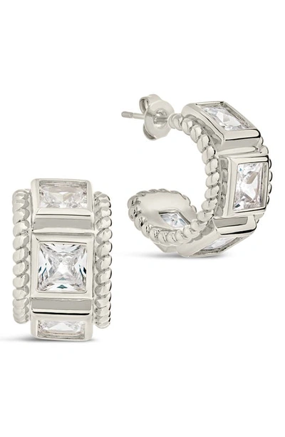 Sterling Forever Cassia Cubic Zirconia Huggie Hoop Earrings In Silver