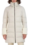 Tahari Tilly Puffer Coat With Faux Shearling Trim In Pebble