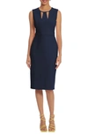 Donna Morgan Cutout Sheath Midi Dress In Twilight/navy