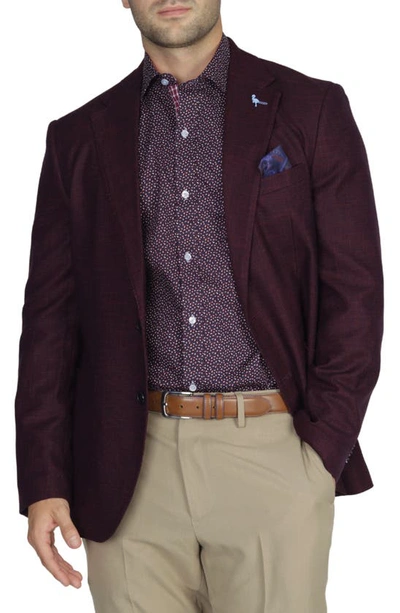 Tailorbyrd Tailored Fit Plaid Twill Sport Coat In Burgundy