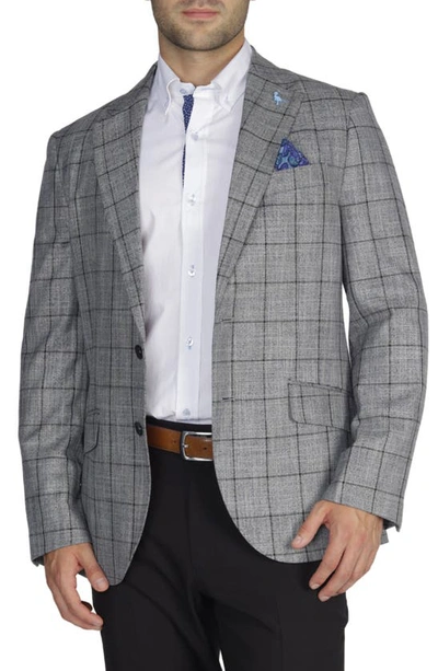 Tailorbyrd Tailored Fit Grey Windowpane Sport Coat