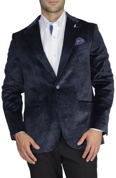 Tailorbyrd Classic Fit Paisley Velvet Sport Coat In Navy