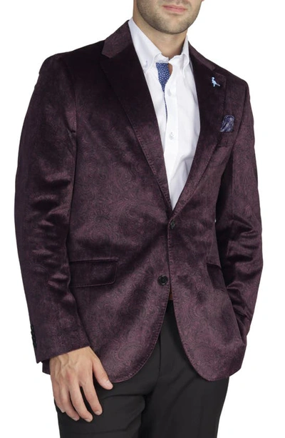 Tailorbyrd Classic Fit Paisley Velvet Sport Coat In Bordeaux