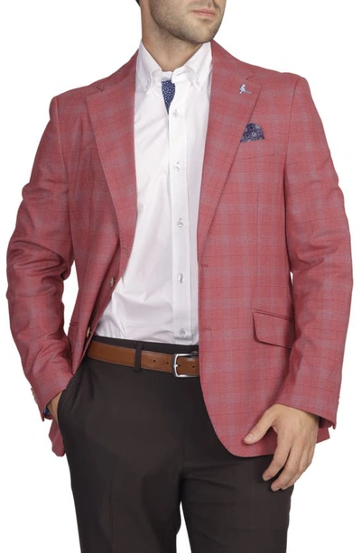 Tailorbyrd Tailored Fit Glen Plaid Sport Coat In Nantucket Red