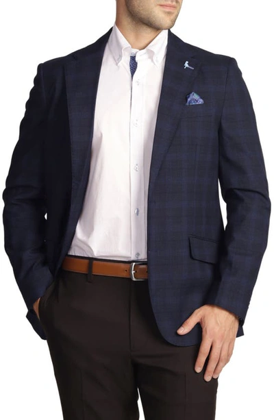 Tailorbyrd Tailored Fit Glen Plaid Sport Coat In Navy