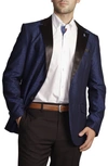 Tailorbyrd Classic Fit Geometric Jacquard Dinner Jacket In Royal