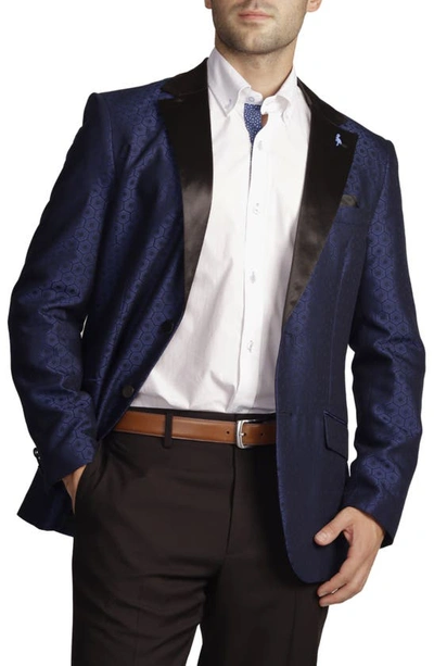 Tailorbyrd Classic Fit Geometric Jacquard Dinner Jacket In Royal