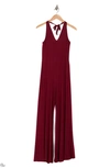 Go Couture Wide Leg Halter Jumpsuit In Burgundy