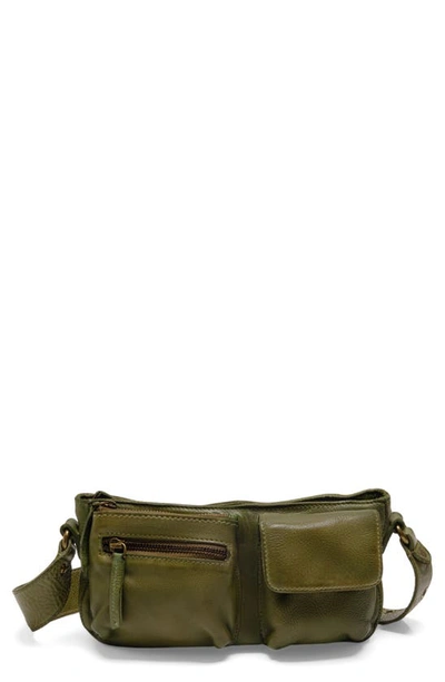 Free People Wade Sling Leather Shoulder Bag In Olive
