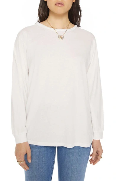 Mother The Long Sleeve Rowdy Cotton T-shirt In White