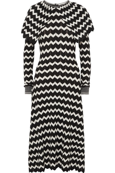 Stella Mccartney Cape-effect Intarsia Wool Midi Dress In Black