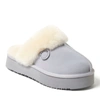 Dearfoams Fireside By  Women's Melton Genuine Shearling Platform Scuff Slipper In Sleet