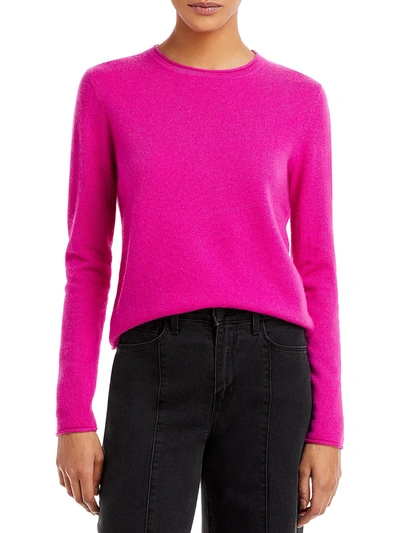 Aqua Womens Solid Cashmere Crewneck Sweater In Pink
