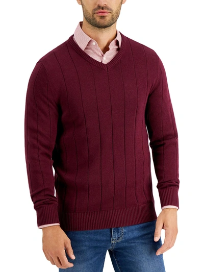 Club Room Mens Cable-knit Crewneck Sweater In Red