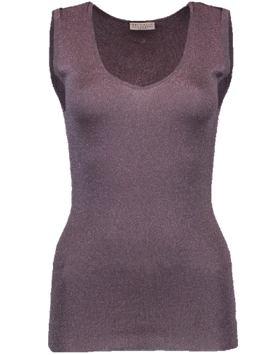 Brunello Cucinelli Fitted Lurex Tank In Mauve