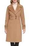 Kenneth Cole New York Notch Lapel Felted Coat In Camel