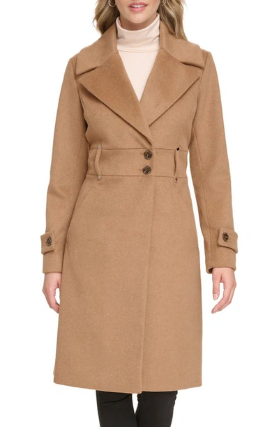 Kenneth Cole New York Notch Lapel Felted Coat In Camel