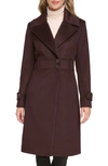 Kenneth Cole New York Notch Lapel Felted Coat In Merlot