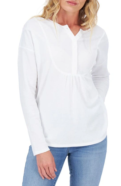Lucky Brand Long Sleeve Thermal Henley In Marshmallow
